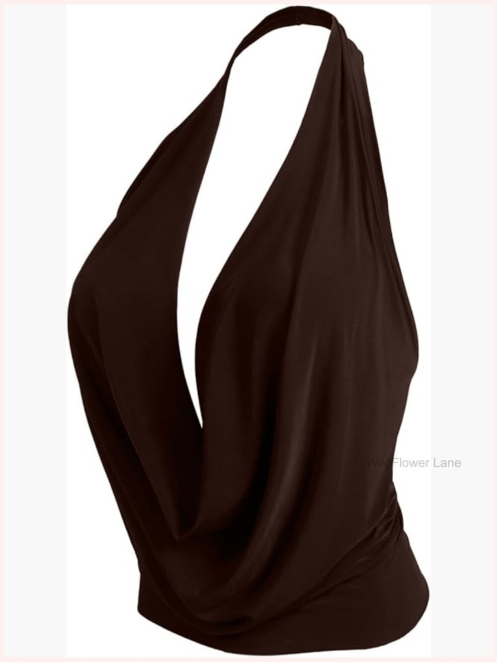 Lightweight Low Cut Halter Top S-3XL Stretchy Cowl Neck Sleeveless
